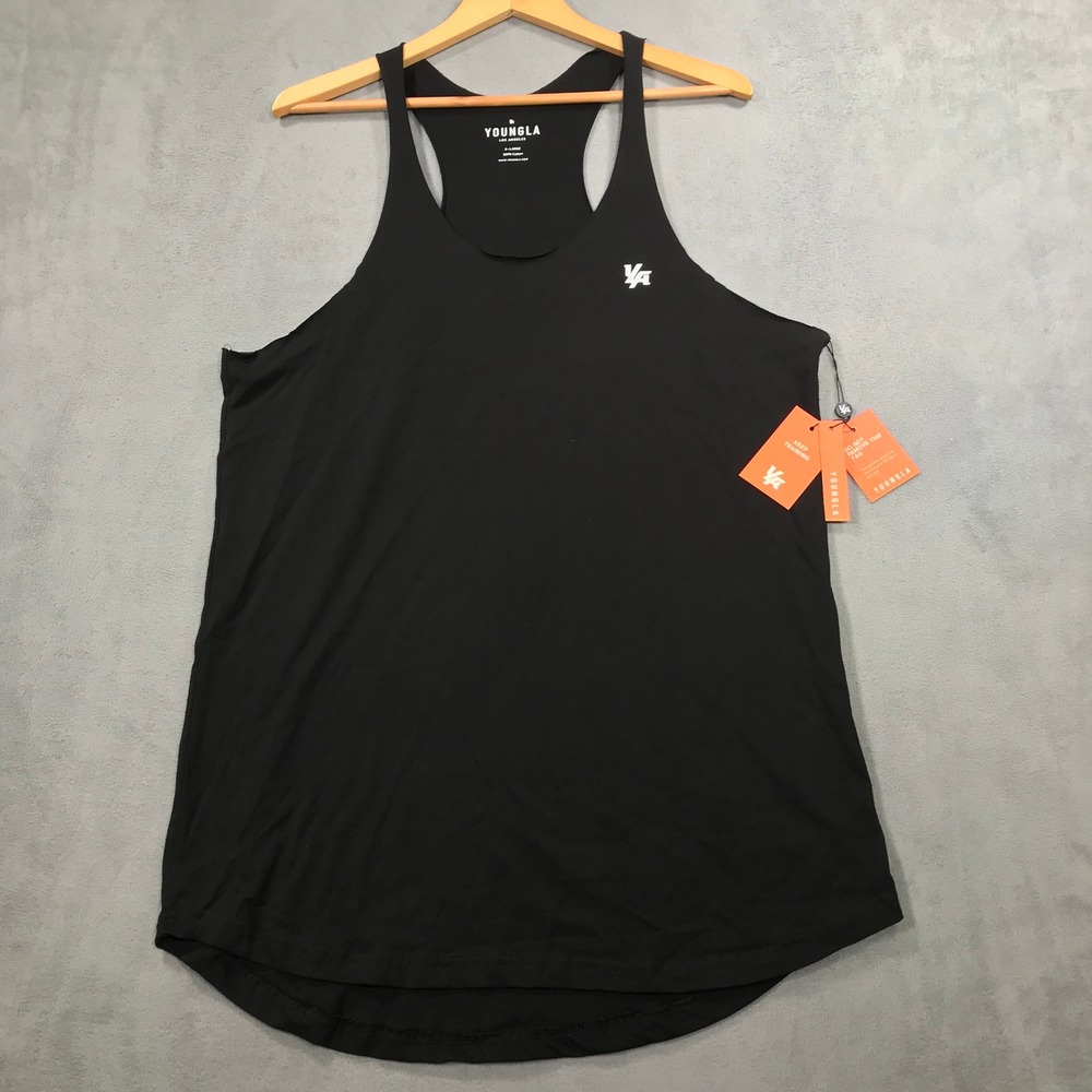 YoungLA Tank Top Mens XL Black New Stringer Gym Training Racerback Cotton